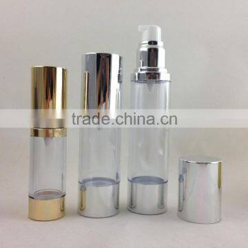 15ml/30ml/50ml plastic cosmetic airless bottle, pp plastic round airless bottle, cosmetic airless pump bottle