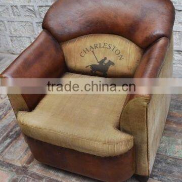 Furniture Jodhpurexports india , INDUSTRIAL ARMS CANVAS AND LEATHER SOFA