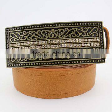 2015 Vintage Style Women's Fashoion Brand PU Belt With Shiny Rhinestone BIG Buckle photo-2