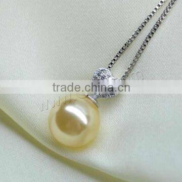 10mm Golden With Brass Golden South Sea Pearl Pendant