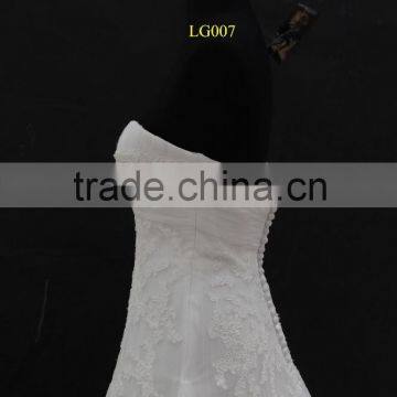 Real Factory Sample! Soft Tulle Drapping Belt With Beading Trim Scoop Neckline A-line Wedding Gown photo-4
