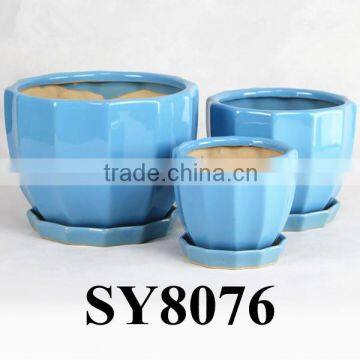 Glazed Pots for Indoor Ceramic Sky Blue Flower Pots photo-6