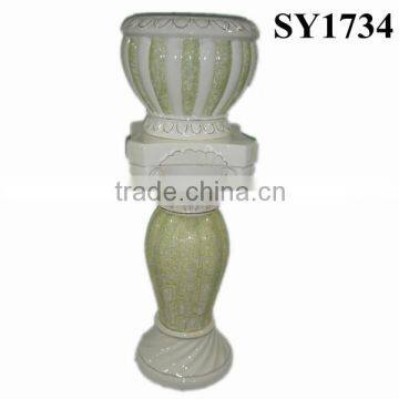 Green glazed carving ceramic roman style pot