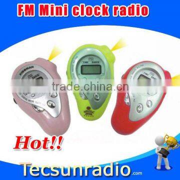 Mini radios children Cartoon the mango Shape Clock LED Radio