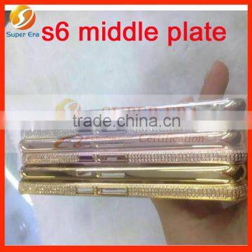 For Samsung galaxy s6 Wholesale gold middle frame with diamond for Samsung galaxy S6 gold middle frame