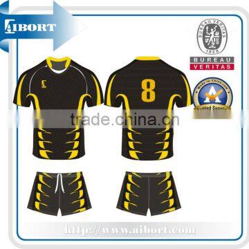 fancy black and yellow sublimation soccer shirts with more color