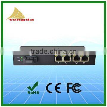 1 Fiber to 4 UTP Unmanaged 10/100Mbps Fiber Switch Megabit Ethernet Fiber Switch