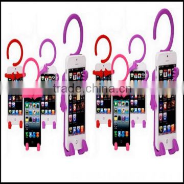 Flexible Hook Cell Phone Holder Multi function Human Shape Hanger / Phone Holder Silicon Unique Flexible Cell Phone Holder