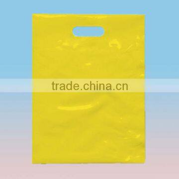 custom made plastic shopping packaging bag with die cut&mono-color printing