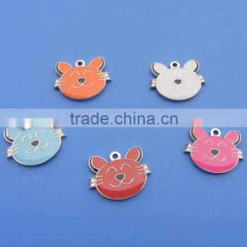 Enamel Cat Face With Expoy Pet id Name Tag, Colorful Cat Tag