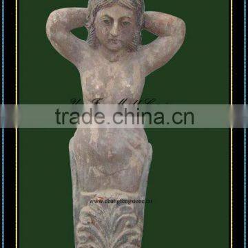 Antique Lady Sculpture Wood Carving