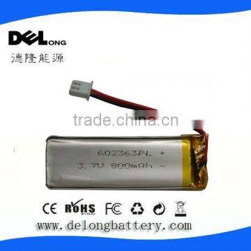 3.7v 800mah shznehn lithium polymer battery