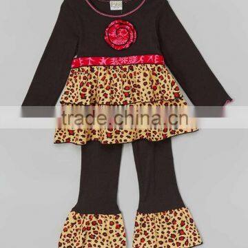 2015 winter clothes for girl birthday party dress set outfit plus size oem wholesale Leopard dress