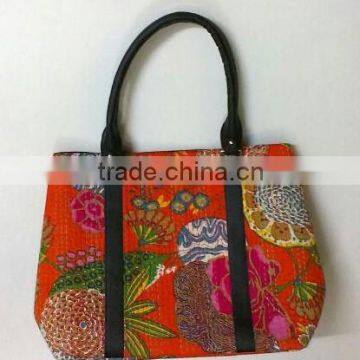 RTC-1C Cotton Kantha handbag multiple use for ladies shopping tote bags fruit printed beautiful cotton fabric bags floral print