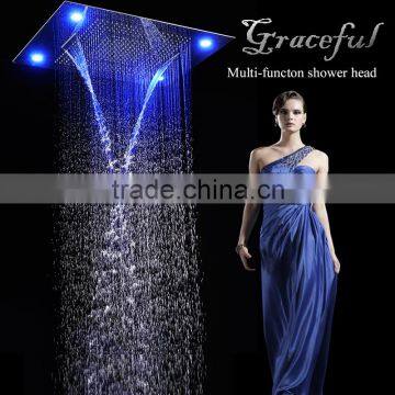 led shower head stainless steel mirror shower head rainfall waterfall mistfall multifunction embeded ceiling square shower head