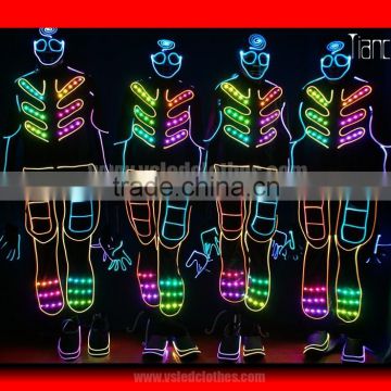 DMX 512 Optic fabric costume for tron dance