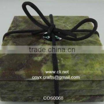 Dark Green Onyx Coaster Set
