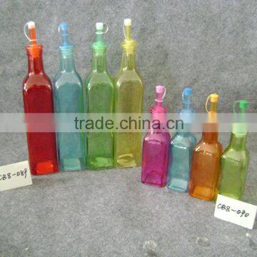 Colorful olive oil glass bottle with dropper cap