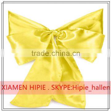 Yellow satin Chair Cover Sash Bow Wedding Anniversary Banquet decore