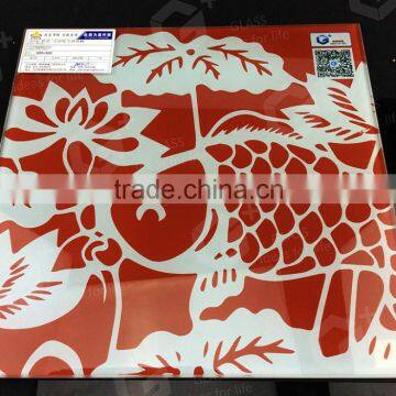 Ceramic digital printing glass, Chinese style fish and flower design, laminated glass, Tempered Glass, Hollow Glass