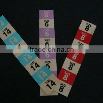 garment adhesive size stickers