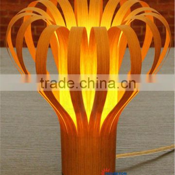 Wood veneer flower shape table lamp,veneer flower shape table lamp,flower shape table lamp T4006-50