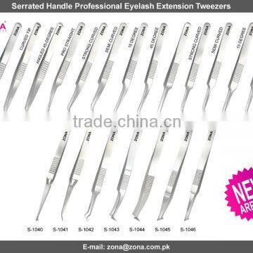 Professional Eyelash Extension Tweezers Serrated Handle / Strong Grip Tweezers From ZONA PAKISTAN