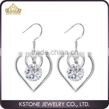 KSTONE Heart Shaped White and Purple CZ Diamond Fashion Diamond Earrings