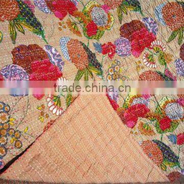 Handmade Kantha Quilt Floral tropicana Kantha Quilt