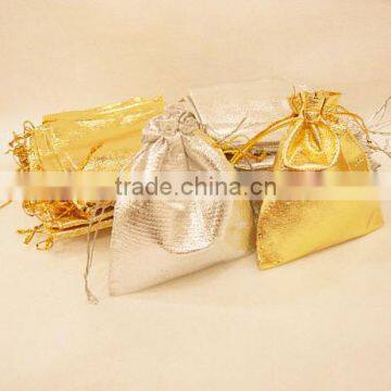 High Quality Custom Size Gold and Silver Drawstring Gift Bag for Christmas, Wedding, Jewelry photo-2