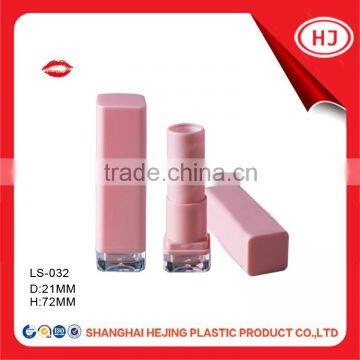 Empty square pink color lipstick tube container for cosmetic use