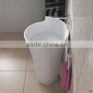 2016 Popular Hot Artificial Stone Solid Surface Colored Hotel Bathroom Pedestal Wash Basin, Freestanding Wash Basin photo-3