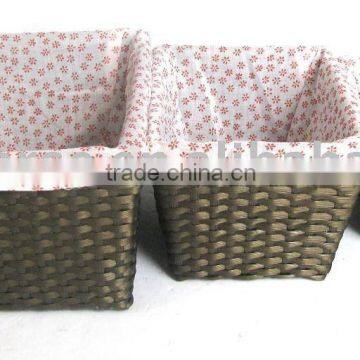 Rectangle PP Rattan Storage Basket Set of Three