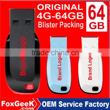 Original Brand Cruzer Blade 64GB USB Flash Drive Key 4 8 16 32 GB Real Capacity Blister Packing Wholesale Bulky