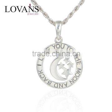 I Love You To The Moon And Back 925 Sterling Silver Necklace Pendant