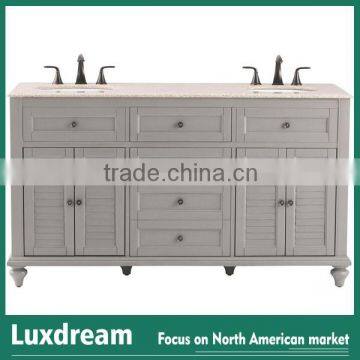 Grey 60" double cupc sinks bathroom vanity wholesale