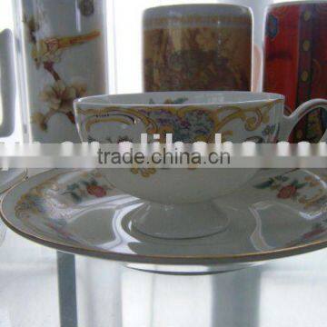 Porcelain Cup And Saucers Elegant Printing