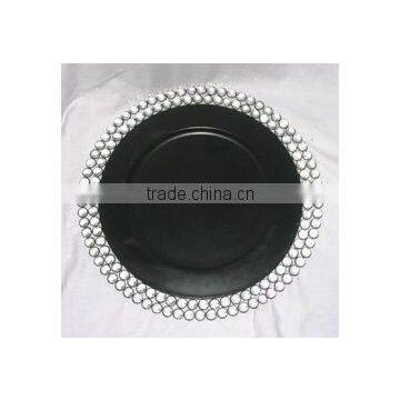 Hot Black color crystal charger plate