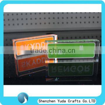 manufacturing price colored acrylic block, custom acrylic logo display block for gallery exhibition