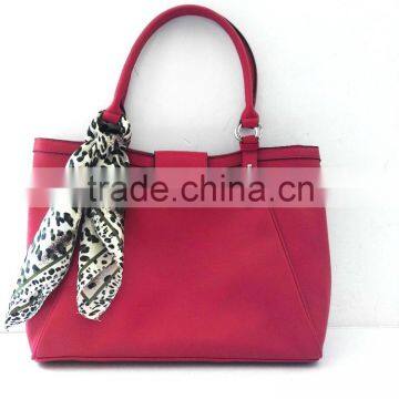 Red Tote Bag With Silk Kerchief