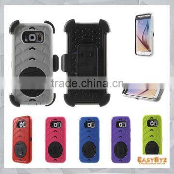 Snap on PC + TPU Hybrid Cover for Samsung Galaxy S6 G9200 with T Shape Kickstand & Belt Clip