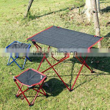 Portable folding picnic camping table with metal frame