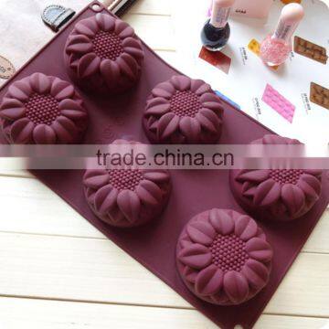 Hot selling food grade microwave oven safe 6 flowers non stick silicone soap mold