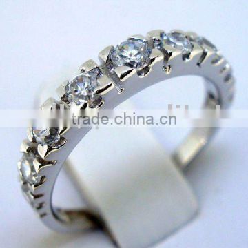 QCR058 925 silver wedding ring,925 sterling silver ring with CZ in rhodium plating