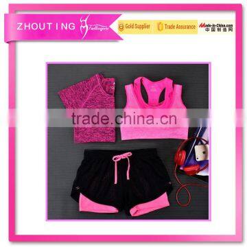 Ms summer workout clothes suits show thin quick-drying running yoga vest three-piece suit jacket shorts