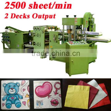 Fastest 2500 Piece Italy Design Embossing Printing Automatic High Speed Quarter Fold Napkin Machine