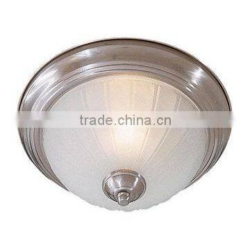 Brushed Nickel 1 Light 11" Width Fluorescent Flush Mount Ceiling Fixture with Frosted Glass Shade