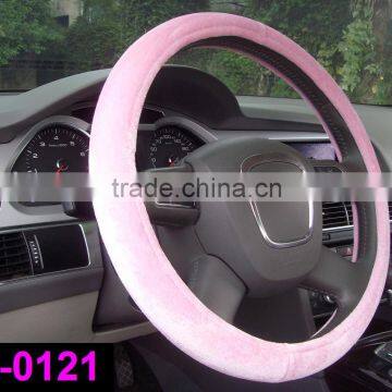 New design fashion pink color for girl steeering wheel cover in winter