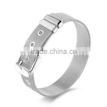  Fashion jewelry belt design 925 silver plated bracelet for women men