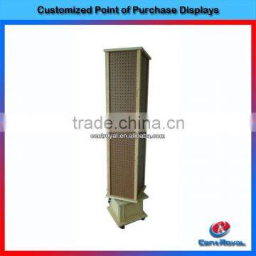 Fashion design rotating pegboard wood grocery store display racks